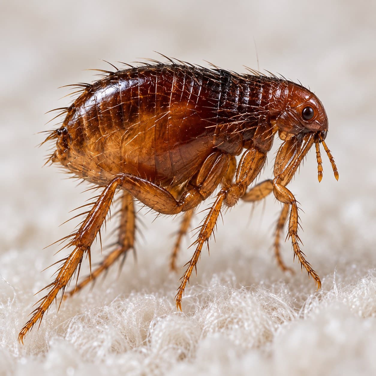 Close-up macro photograph of a flea